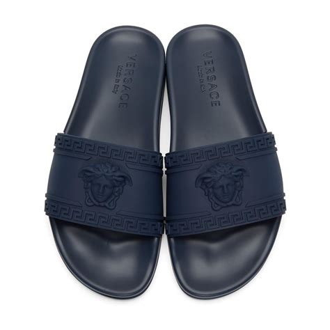 blue versace slides men|Versace embroidered leather sandals men.